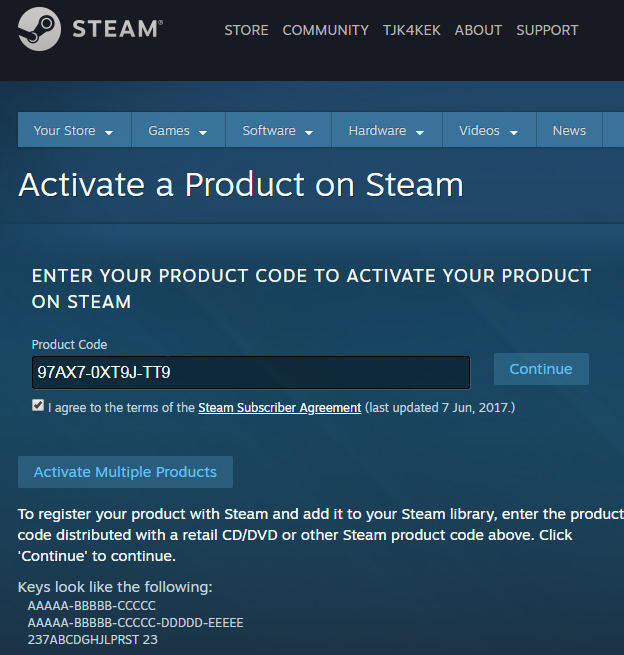 Activar producto en Steam